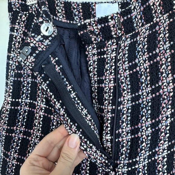 Iris and Ink High Waisted Tweed Pleated Wool Multi Coloured Culottes Size 4 - Picture 7 of 11